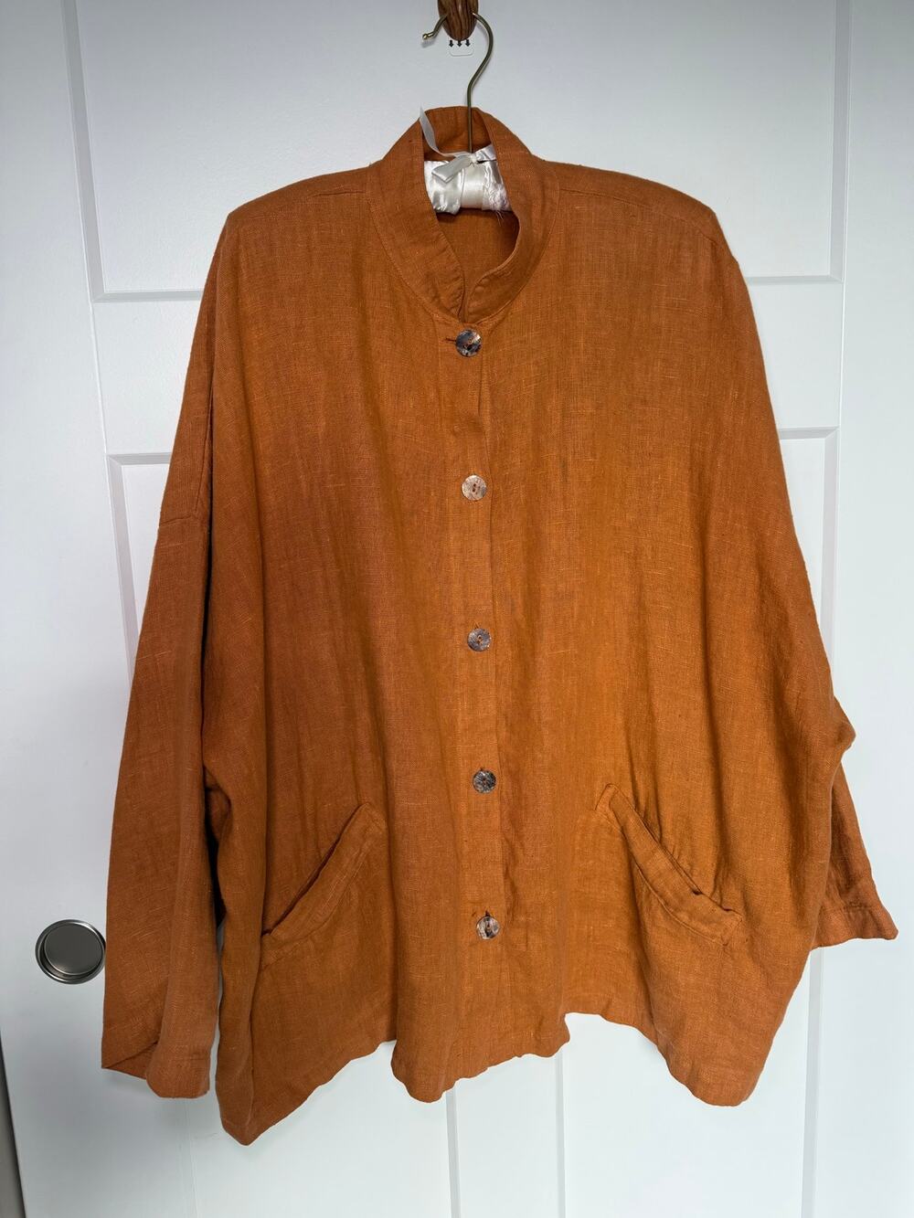 Bryn Walker Danuta Jacket Large Terracotta Heavy Linen Oversized Lagenlook